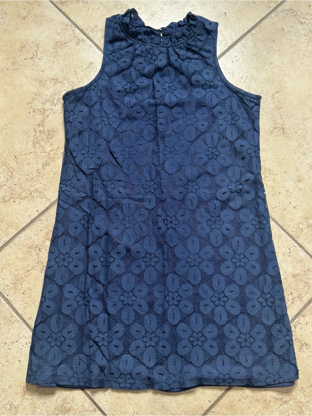 Paper Crane Navy Floral Lace Shift Mini Dress